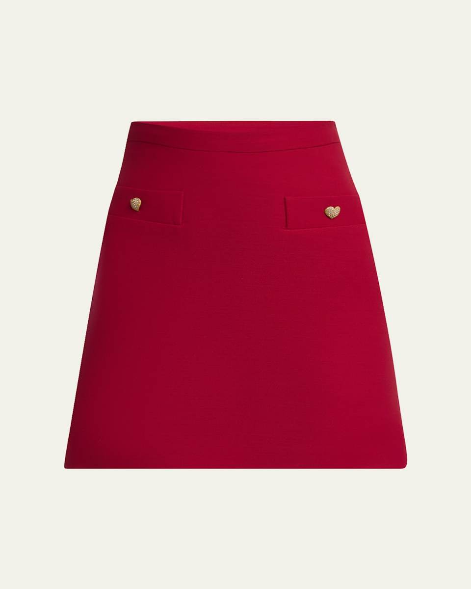 Heart Button Crepe Couture Mini Skirt